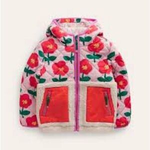 Mini Boden Annabelle Borg Mix Jacket-Vintage Pink Cut Out Flower